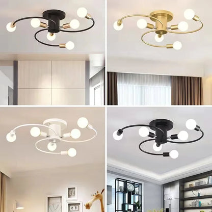 Minimalist Black/White/Gold Chandelier Simple Nordic Metal Chandelier Ceiling Lights for Living Room Bedroom Kitchen Bar Lustre