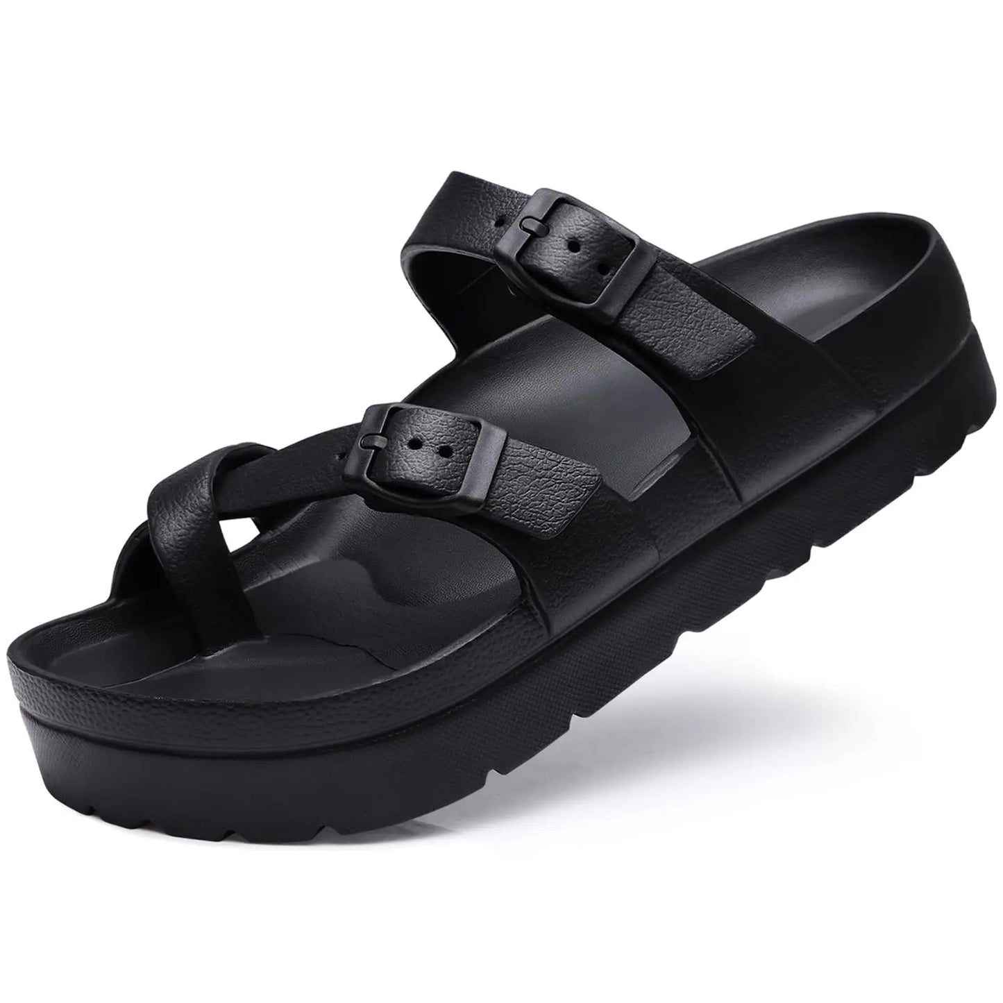 Shevalues Casual Women's Sandals With Arch Support Anti-slip Fashion New Slides Soft Sole Beach Slippers With Adjustable Buckle