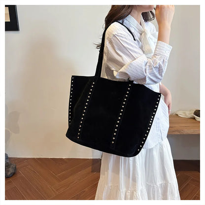 Fashion Microfiber Solid Sewing Shoulder Bags 2025 High Quality Retro Sweet Handbags Brand Sequined Large Capacity Bag for Women