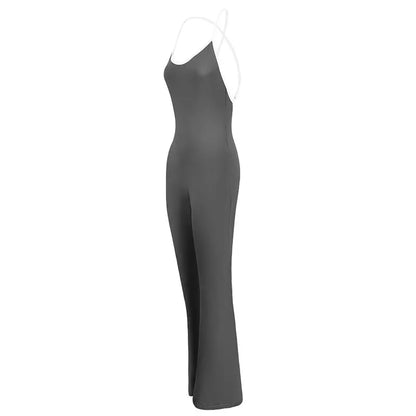 Women's Jumpsuits Streetwear Fashion Summer New Casual Slim Clothing Solid Sexy Sling Backless Elegant Female Jumpsuits Clothing