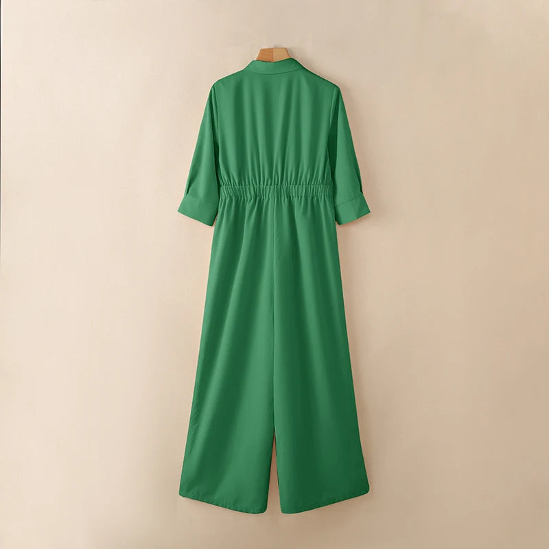 Casual Jumpsuits Plus Size VONDA 2026 Women Long Rompers Elegant Office Lady Overall Patchwork Loose Long Sleeve Playsuits
