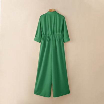 Casual Jumpsuits Plus Size VONDA 2026 Women Long Rompers Elegant Office Lady Overall Patchwork Loose Long Sleeve Playsuits