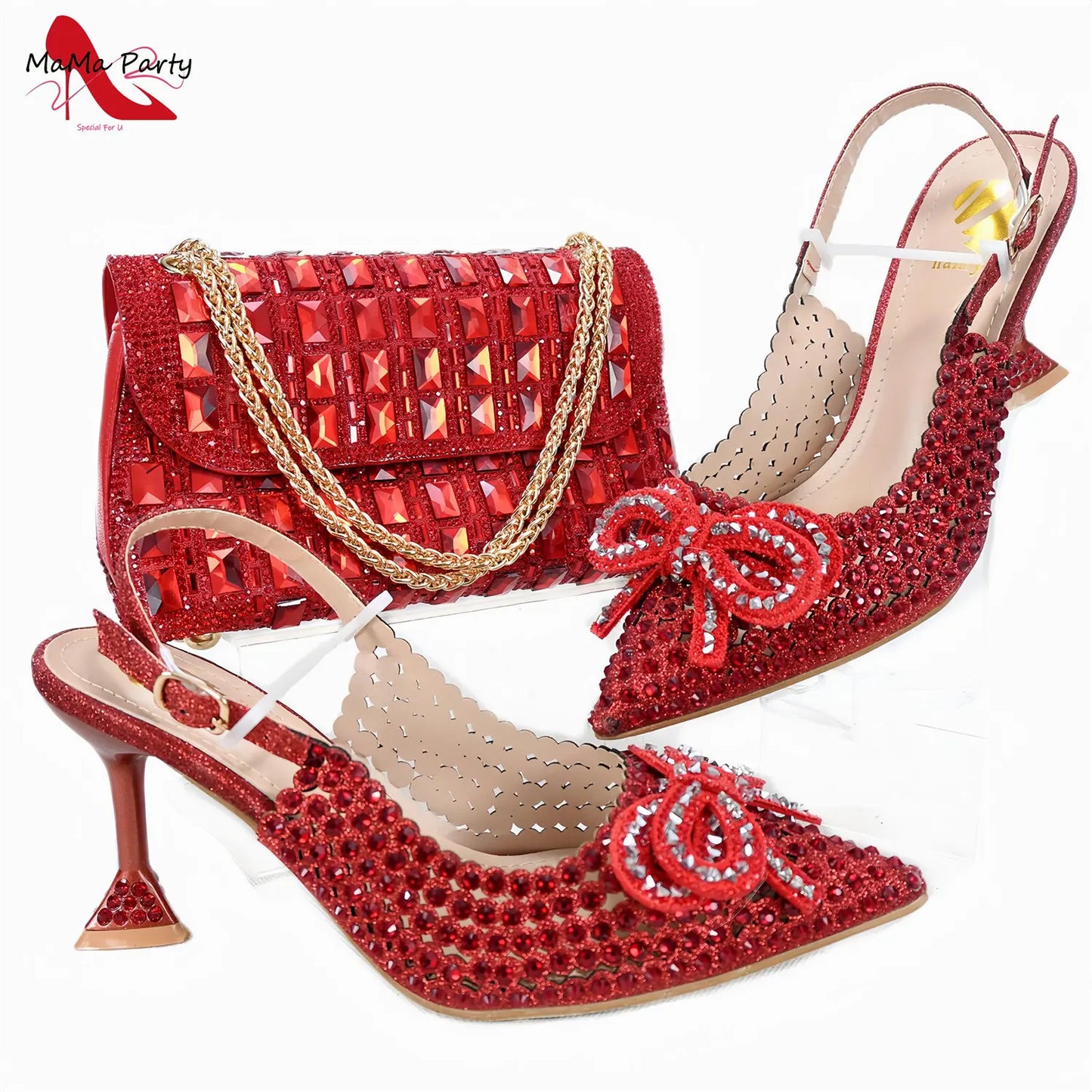 Designer Bag Luxury Ladies High Quality Italian Shoes Matching Bag in Royal Blue Color with Appliques for Wedding Party