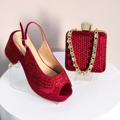 High Heels 2024 Women's Purple Luxury Designer Split Square Toe Rhinestone Wedding Shoes and Wedding Set