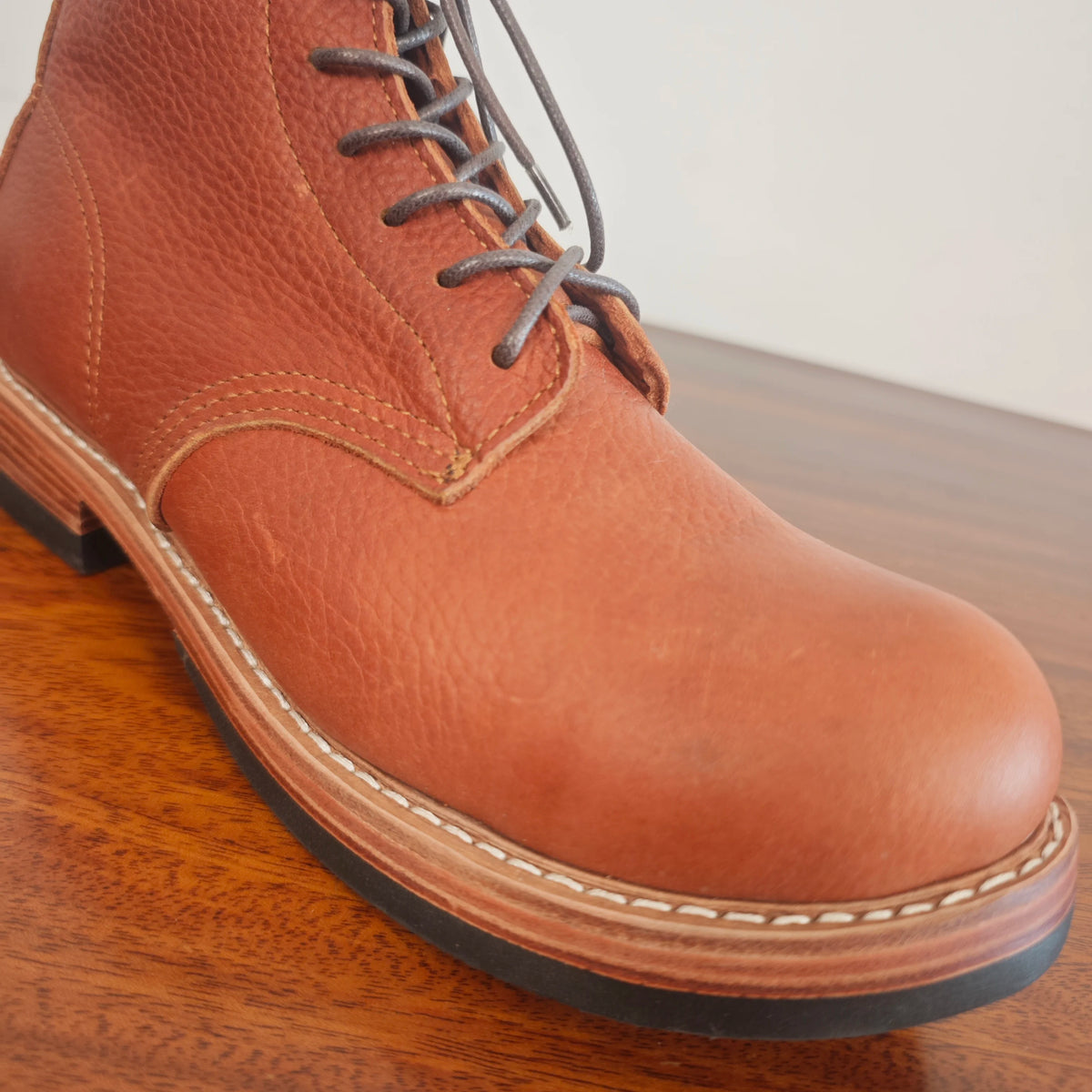 Men Vintage American Style Work Ankle Boots, Top Layer Cowhide Hand Welted Handmade Leather Boots, Retro Lace Up Men Fashion Boo
