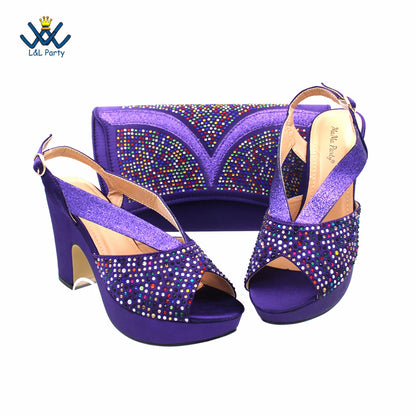 Buckle Strap Sandals Nigerian Women Shoes and Bag Set in Green Color with Wedges Heels For Ladies Party