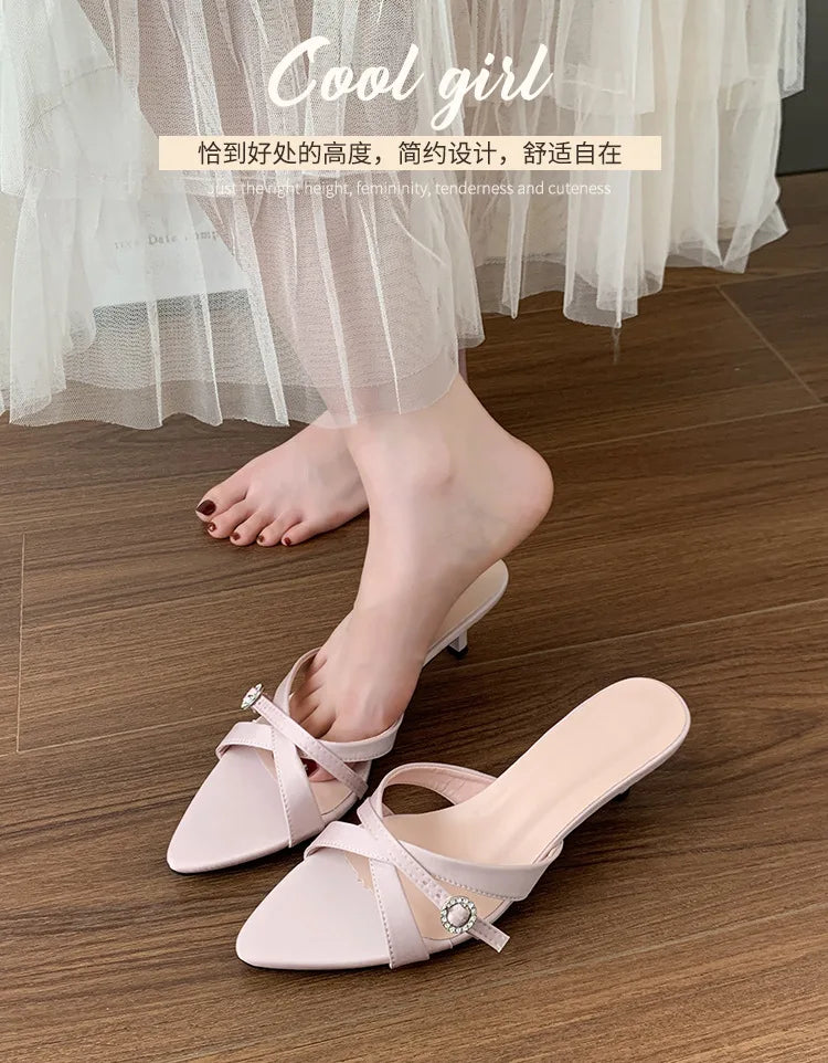 Sexy High Heels Slippers Pointed Toe Heels Shoes for Woman Sandals Luxury Dress Slides Elegant Pumps Party Mujer Flip Flops