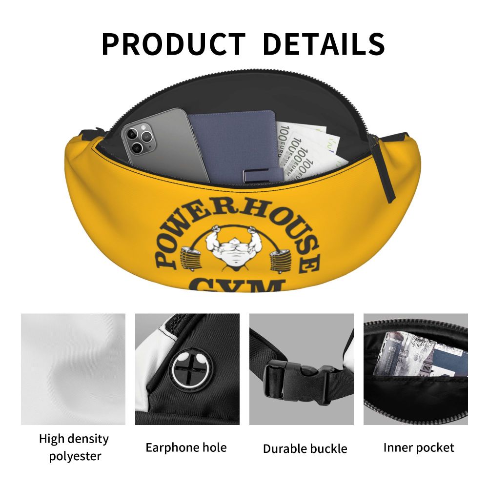 Powerhouse Gym Fanny Bag Custom Bodybuilders Fitness Crossbody Waist Pack Men Women Cycling Camping Phone Money Pouch