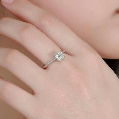 Genuine S925 Sterling Silver 1CT 6mm Asscher Cut Moissanite Sparkling Brilliant Cut Elegant Ring for Women Wedding Engagement An
