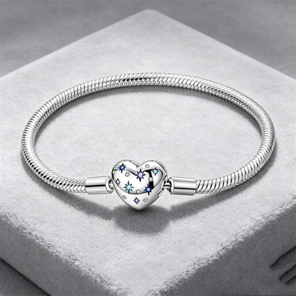 2026 Hot Selling 925 Silver Heart Shaped Buckle Snake Chain Sparkling Zircon Original Bracelet Women Fashionable Luxury Jewelry