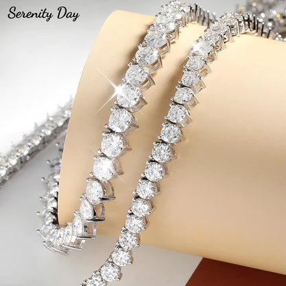 Serenity Three-claw D Color Moissanite Tennis Necklace For Women Man 100% S925 Sterling Silver Sparkling Lab Diamond Neck Chain