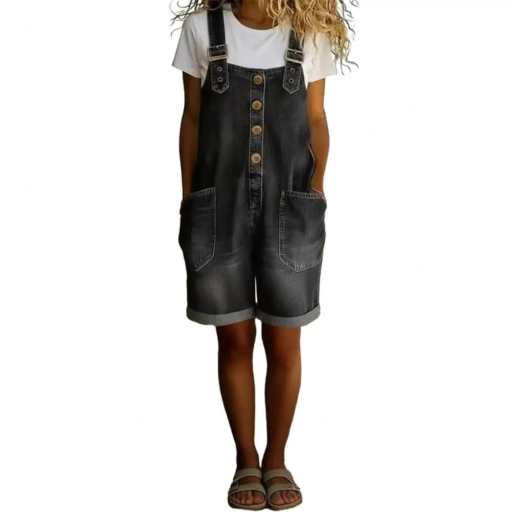 Fashion Denim Overalls for Women Loose Fit Classic Bib Casual Jean Stretchy Denim Overall Jumpsuit Tapered Leg Jean Pants