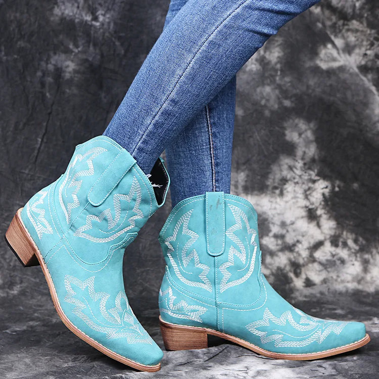 Boots Women New 2026 Winter  Luxury Designer Embroidered Ankle Boots for Women Ladies Pointy Fashion Rubber Footwear Women Shoes