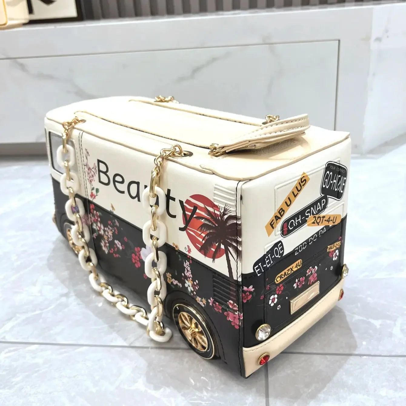 Luxury Designer Purses and Handbags Funny Bus Shape Bag Pu Leather Woman's Bag Purse High Quality Party Wedding Bag