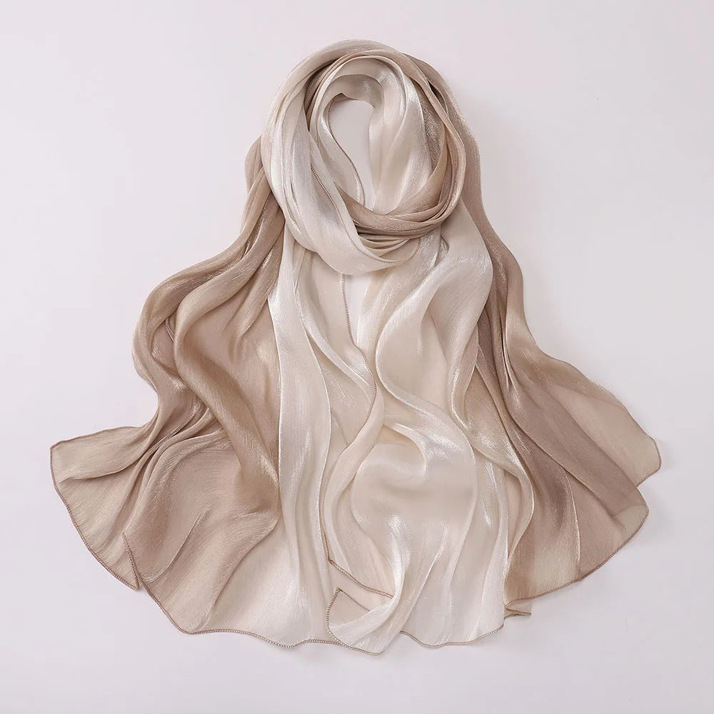 Two-color Shimmer Shiny Satin Hijab Crinkle Scarves Shawl Women Muslim Hijab Crepe Bandana Islamic Shimmer Silk Hijab