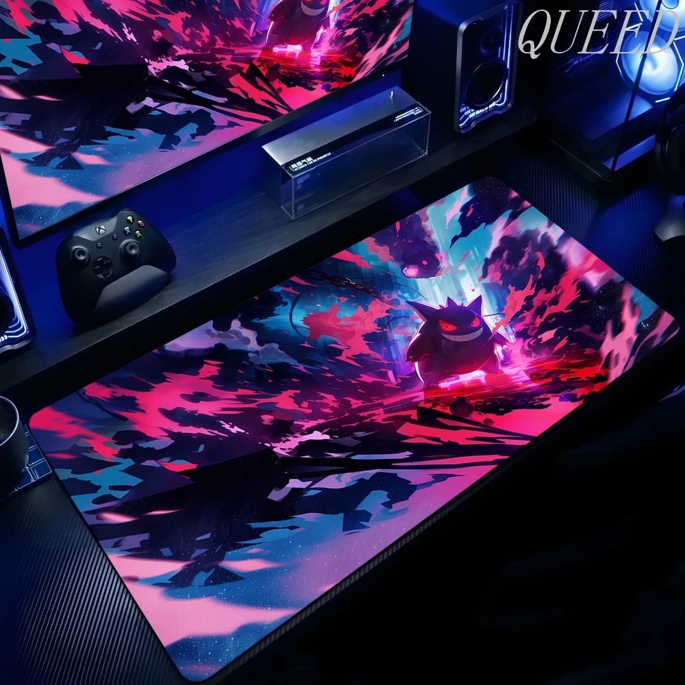XXL Play Mat Laptop Black Gaming Accessories Mouse Pad Japan Anime Keyboard Rug PC P-pokemon Gengar Mousepad Gamer Keyboard Rug