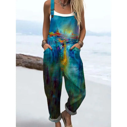 Relaxed Fit Women's Overalls with Cute Animals Patterns Fashion Jumpsuits Adjustable Design for Picnics and Country Outings