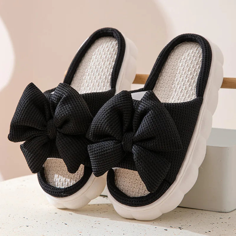 Platform Women's Slippers Home Bowknot Luxury Designer Shoes Girl Indoor Spring Summer Trend Footwear Flat Casual Elegant Slides