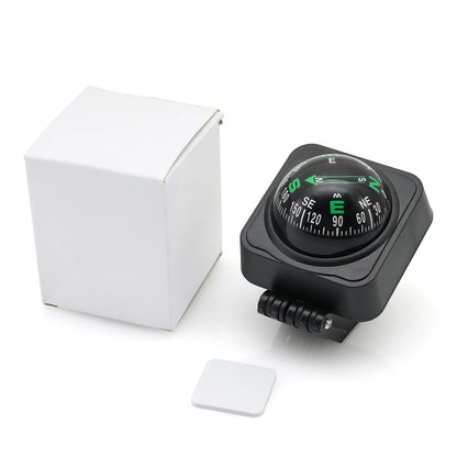 Marine Navigation Compass Guide Ball 360° Pivoting Magnetic Compass Dash-Mount High-Precision Black Compasses with Suction Cup