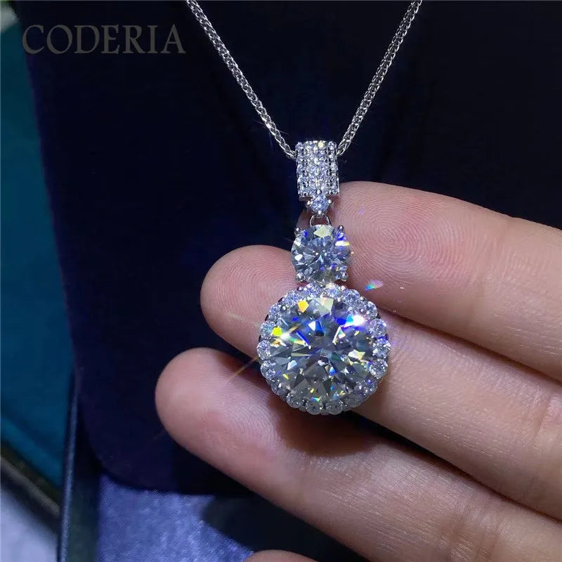 Classic D Color 6-11 CT Moissanite Necklace Diamond Pendant Plated 18K Gold Sterling Silver Wedding Necklace Luxury GRA Jewelry