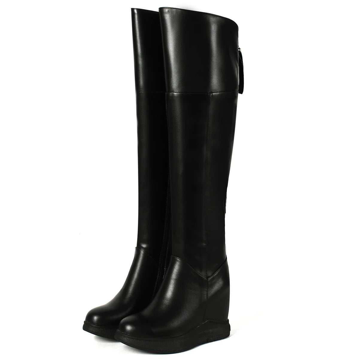 Winter Warm Chunky Sneakers Women Genuine Leather Wedges High Heel Over The Knee Snow Boots Female Platform Pumps Casual Shoes