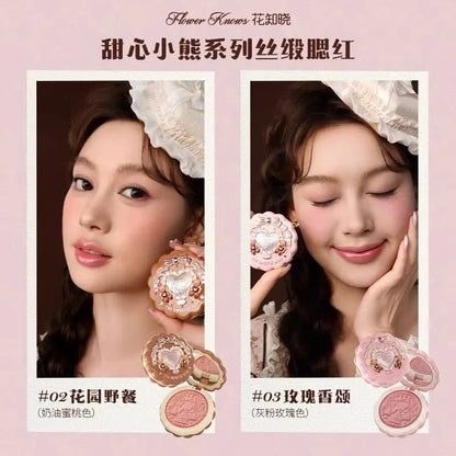 Flower Knows The Sweetie Bear 12 Parts Makeup Gift  Lip Glaze Blush Eye Shadow Concealer set Box
