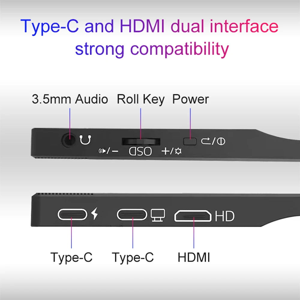 14inch Portable Monitor Touch Ultra-thin 1200P IPS USB-C HDMI External Second Screen for Laptop PC Cell Phone Switch PS4/5 Xbox