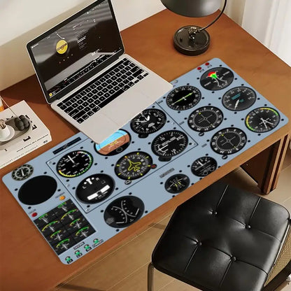 XXL Extended Gaming Mouse Pad Aircraft Cockpit Print Non Slip Stitched Edge Rubber Base Desk Mat Keyboard Carpet PC Laptop