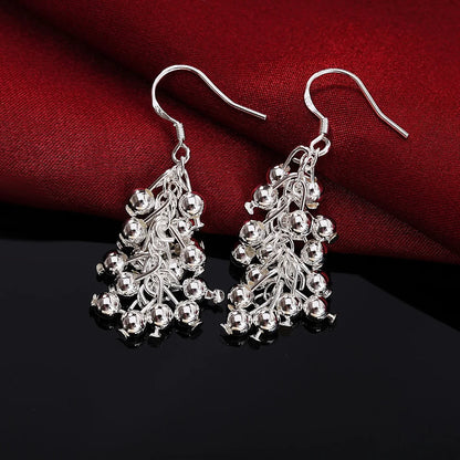 Hot Silver color Creative grape beads drop earrings for Woman Fashion party fine Gifts elegant noble Jewelry