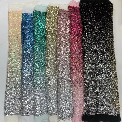 Gradient Sequins Embroidered Stretch Tulle Fabric for DIY Sewing Evening Dress Garment Accessories Clothing Fashion Cloth