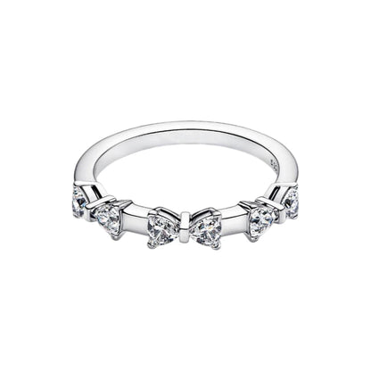 2026 New 925 Silver Sparkling Heart Princess Crown Heart-to-Heart Ring Fashion DIY Charm Jewelry Exquisite Gift