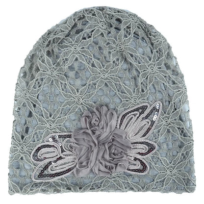Elegant Women Sequins Lace Turban Cap Flowers Muslim Headwear Hat Female Head Wraps Ladies Headscarf Bonnet Turbante Mejur
