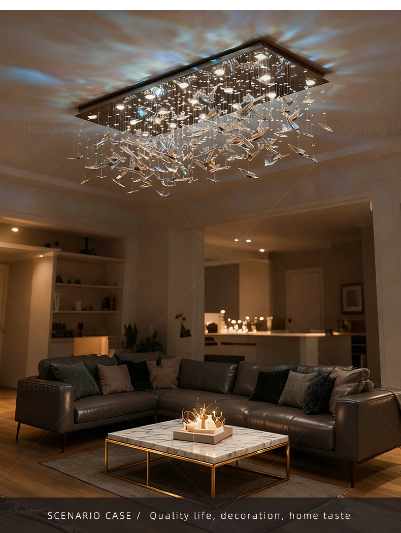 Crystal Chandelier Pendants Butterfly Chandelier Over the Table  Hanging Lights for Kitchen Island Living Room Pendent Lamp