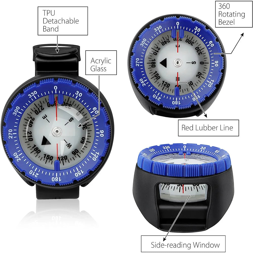 Digital Underwater 50m Diving Compass Professional Waterproof Navigator Digital Scuba Luminous Balanced Watch Swimming Outdoor