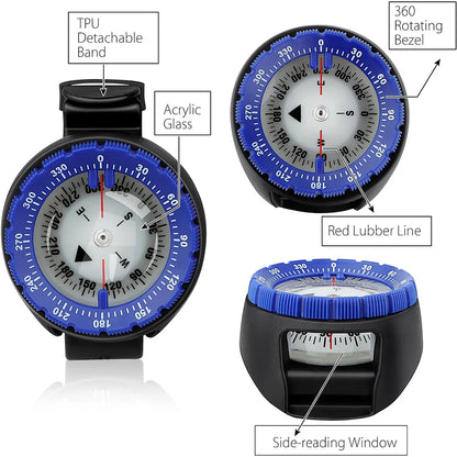 Digital Underwater 50m Diving Compass Professional Waterproof Navigator Digital Scuba Luminous Balanced Watch Swimming Outdoor