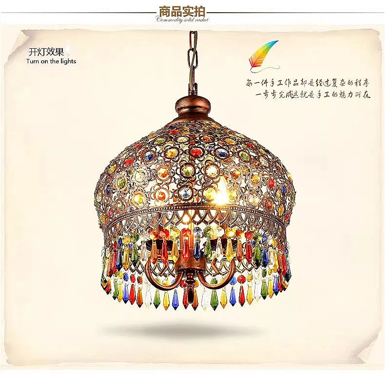 design lamp pendant lighting crystal Bohemia Retro droplight Iron handmade pendant lights for restaurants hanging lights bedroom