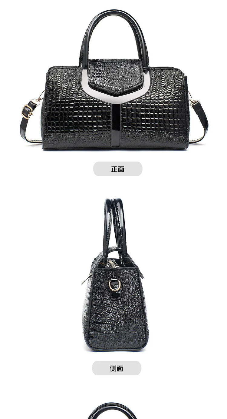 2025 Fashion New Crocodile Pattern Handbag Women'S Large Capacity Shoulder Bag Classic Retro Crossbody Bag Commuter Tote Bag