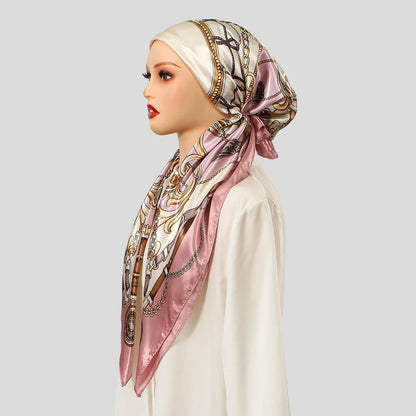 New Muslim Instant Satin Hijab Cap Scarf Printed Turban Hair Bonnet Turban Headwrap For Sleeping Elastic Hair Bonnet Bandana