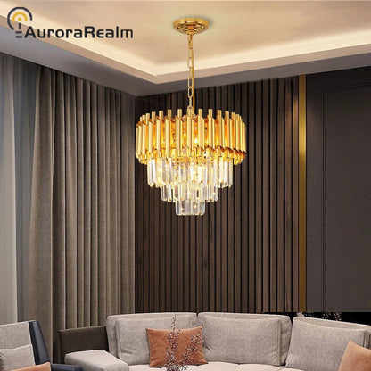 Luxury Crystal Pendant Lamp Lustre Home Decor Ceiling Chandelier Modern Dining Room Kitchen Bedroom Living Room Hanging Lights