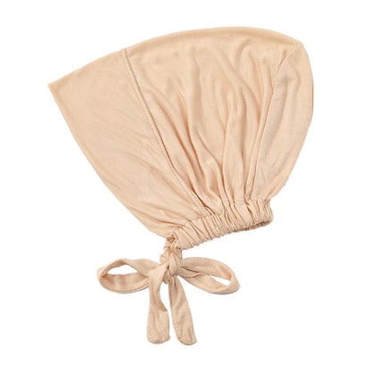 Adjustable Tie Hijab Undercap Soft Modal Bonnet Cap for Muslim Women Stretchy Breathable Inner Head Cover Prayer Wear Accessory