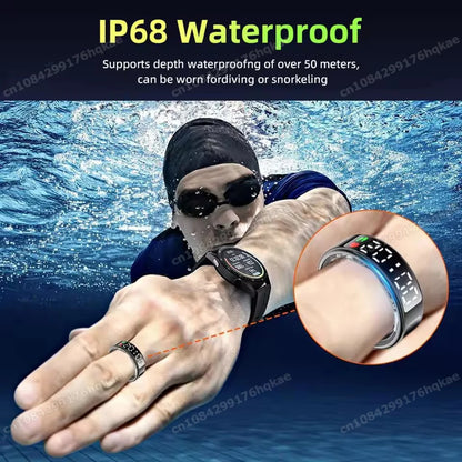 2026 New Sr08 Smart Ring LED Display Screen and Touch, Men Women, Heart Rate Health Monitoring, 5ATM Waterproof Sports Smartring