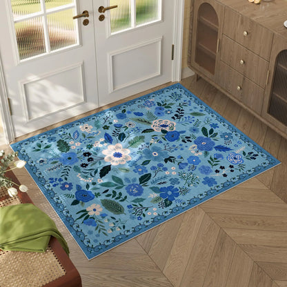 VIKAMA Door Mat Indoor Entrance Machine Washable Boho Floral Small Area Rug Non-Slip Low Pile Throw Rugs for Home Entryway Decor