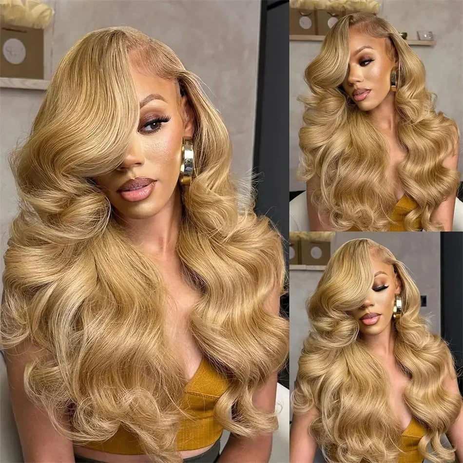 Silkwave #27 Honey Blonde 13x6 HD Body Wave Human Hair Wig Transparent Lace Front 13x4 Lace Frontal Wigs Colored Wigs 36 Inch