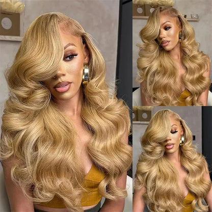 Silkwave #27 Honey Blonde 13x6 HD Body Wave Human Hair Wig Transparent Lace Front 13x4 Lace Frontal Wigs Colored Wigs 36 Inch