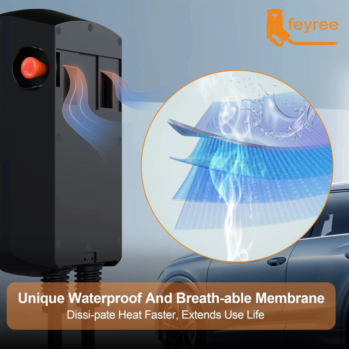 Feyree EV Charging Station 32A Electric Vehicle Car Charger EVSE Wallbox Wallmount 7.6/11/22KW Type2 Cable IEC62196 APP Control