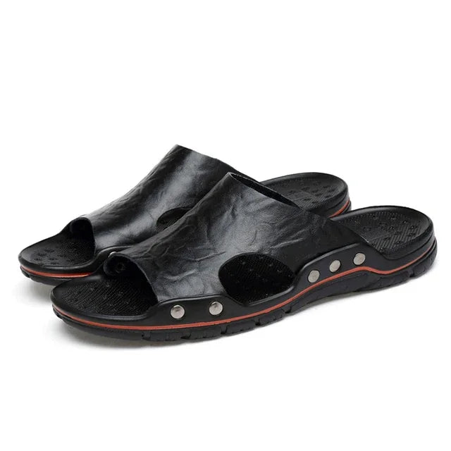 Men Summer Slippers Breathable Luxury Sandals Shoes Beach Classics Leather Mens Slippers Outdoor Flip Flop Indoor Slides Man