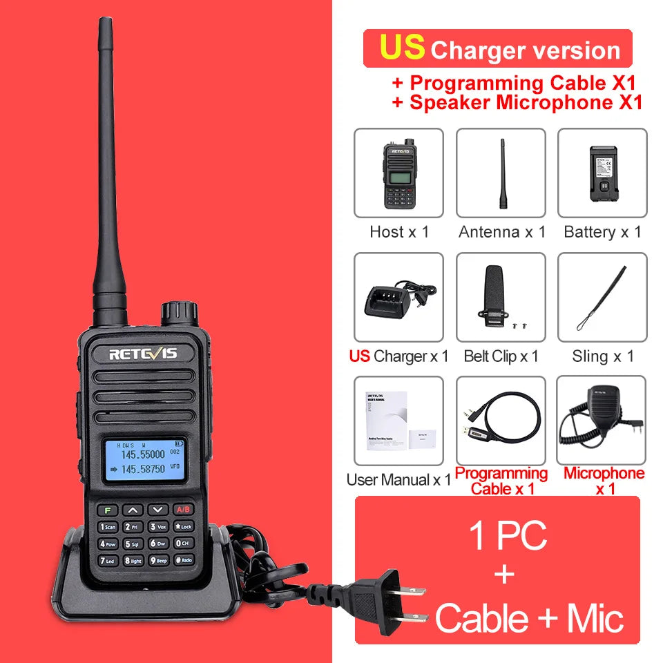 Retevis RT85 Walkie Talkie Long Range Ham Two-way Radio Station Walkie-talkies VHF UHF Dual Band Amateur Portable Radio Hiking