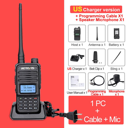 Retevis RT85 Walkie Talkie Long Range Ham Two-way Radio Station Walkie-talkies VHF UHF Dual Band Amateur Portable Radio Hiking