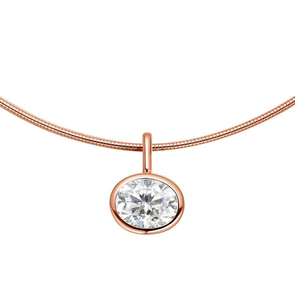 GXTRS 2/3/4CT Oval Moissanite Choker Necklaces Women's S925 Silver Elegant Lab Diamond Bezel Set Pendant Neck Chain Fine Jewelry