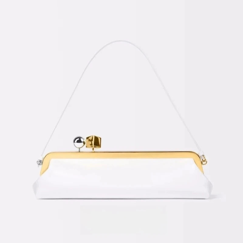 Luxury Designer Clip Handbag Purses for Ladies Long Clutch Bag with Removable Shoulder Strap Women's Fashionable Baguette Bag